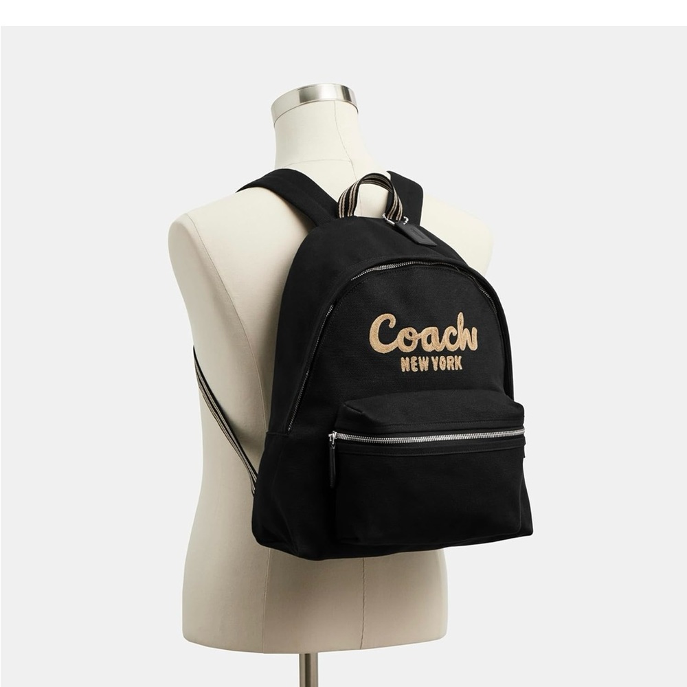 Coach Black Backpack with Silver Details - Picture 2 of 6
